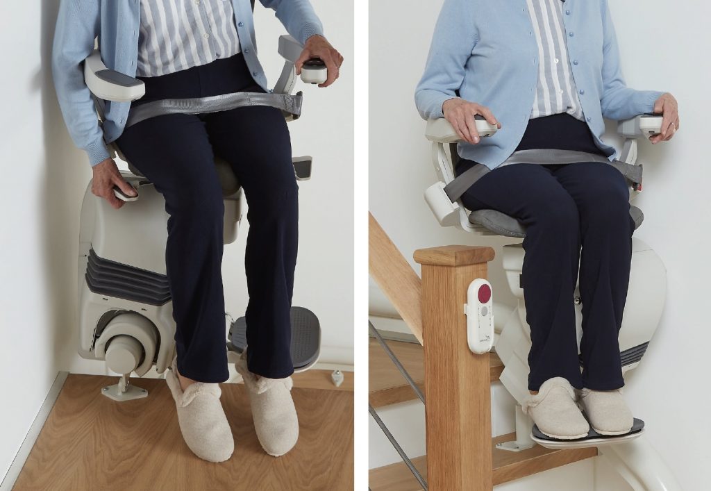 Detailansicht des drehbaren Sitzes des Ultimate Treppenlifts.