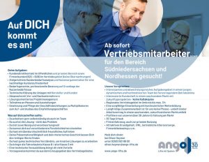 Stellenanzeige Vertriebsmitarbeiter Hofgeismar